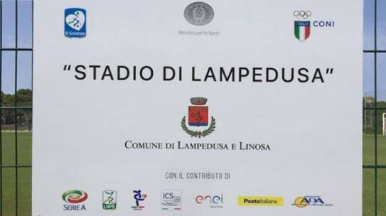 Targa del nuovo Stadio di Lampedusa